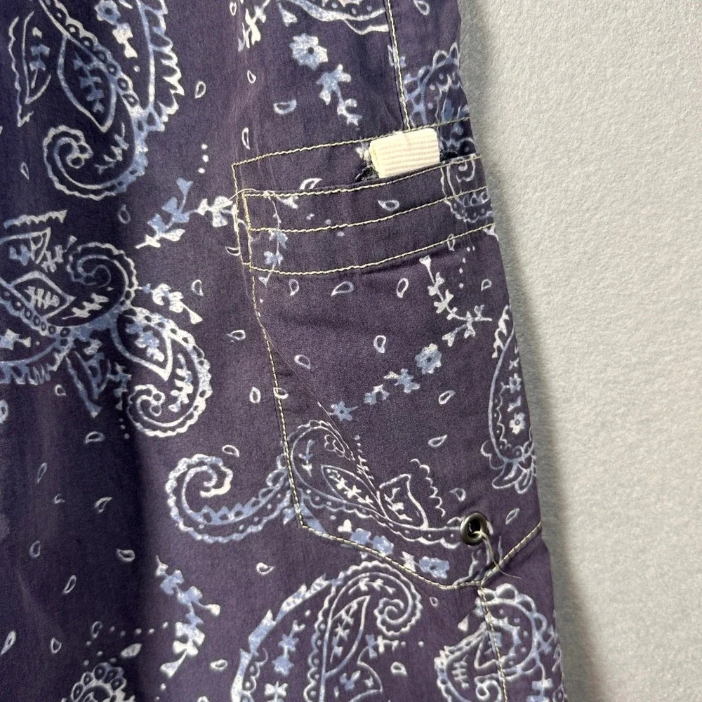 Polo Ralph Lauren Paisley Board Shorts Mens 34 Navy Blue Swim Trunks Cargo